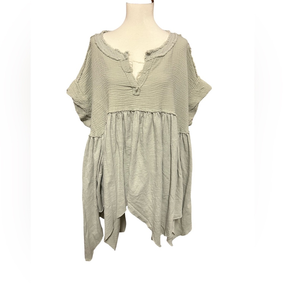 We The Free Textured Green Blouse